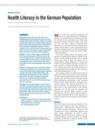 Health can be promoted by encouraging healthful activities, such as regular physical exercise and adequate sleep, and by reducing or avoiding unhealthful. Health Literacy In The German Population 27 01 2017