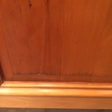A polyurethane varnish and stain combo can change up the hue and feel of the cabinets as well as protect them. Cherry Kitchen Cabinetry Needs Touch Up Refinishing Doityourself Com Community Forums