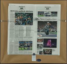 Framed philadelphia eagles super bowl special edition 2018 newspaper insert. Picture Framing Of Eagles Super Bowl Articles Signed Wentz
