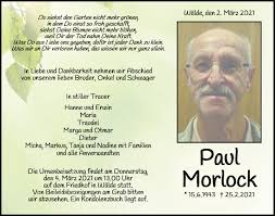 Traueranzeigen von Paul Morlock
