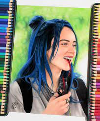 Fine art print as low as $9.97. Drawing Billie Eilish Billie Eilish Colored Pencil Portrait Drawings