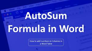Autosum Formula In Word Ms Word Tutorials Youtube