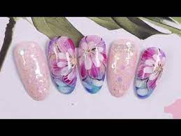 watch nail teach me 869th phase spring girl floral flowers 窝趣美甲你求窝教第869期 春季少女闪粉花卉 youtube nail art tutorial new nail art