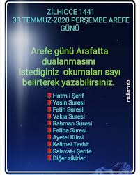 Kurban bayramı arefe günü 30 temmuz 2020 perşembe günüdür. Salatu Selam 571 Duanin Faziletlisi Arefe Gunu Yapilandir Beyheki Arefe Gunune Hurmet Edin Arefe Allah In Kiymet Verdigi Bir Gundur Deylemi Arefe Gununden Ustun Bir Gun Yoktur O Gun Allahu Teala Yeryuzundekilerle Iftihar