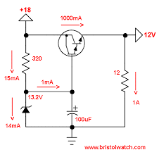 Zener Diode Regulated Transistor Circuit With Npn Darlington Transistor Circuit Electronics Circuit Transistors