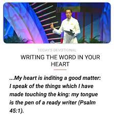Christ Embassy Orile 1 - Rhapsody Of Realities Daily Devotional Writing The  Word In Your Heart. Saturday, April 11Th. Pastor Chris ...My Heart Is  Inditing A Good Matter: I Speak Of The