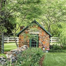 The Stone Garden Shed All Green Garden Design Southern Living Garden Design Garden Stones Cottage Garden