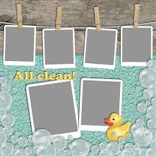 The completed scrapbook page is a simple and quick way to create a layout that uses four photos. 30 Bath Scrapbook Ideas Scrapbook Baby Scrapbook Baby Scrapbook Pages