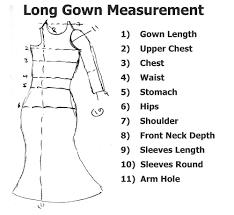Knees are hidden, which means you can use these dresses for all business use and in semi formal settings. Long Gown Measurement Alankar
