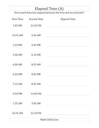 elapsed time up to 5 hours in 5 minute intervals a