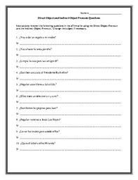 This Exercise Has 10 Questions Student Must Answer Questions In The Affirmative Using The Direct And This Or That Questions Object Pronouns Spanish Questions