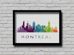Bogo Cross Stitch Pattern Montreal Quebec Canada City Silhouette Watercolor Effect Decor Embroidery Rain Cross Stitch Patterns Cross Stitch Modern Cross Stitch