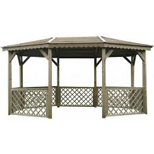 Pour les particuliers, la gloriette permet Kiosque De Jardin Treillis 2 Gloriette Solid 340x456 Cm Avec Balustres Treillis