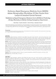 Pdf Performa Rapid Emergency Medicine Score Rems Dalam Memprediksi Mortalitas 30 Hari Pasien Usia Lanjut Di Instalasi Gawat Darurat
