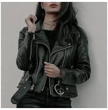 Leather Jacket Aesthetic Girl A Girl In A Leather Jacket Grey Brown Black Leather Jacket Aesthetic Girl Badass Aesthetic