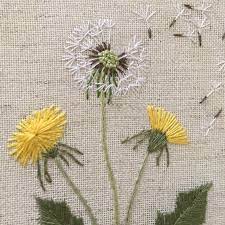 Botanical Embroidery Dandelion Hoop Art Wildflowers Fiber Art Etsy Embroidery Flowers Pattern Hand Embroidery Flowers Flower Embroidery Designs
