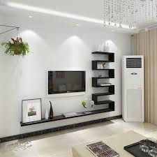 Floating large pieces like this tricks the eye into thinking less space has been taken up because the floor area is still free (plus, you can use. Creative Minimalist Living Room Tv Back View Wall Decoration Rack Cabinet Rack Shape Shelf Wall Shelf Wall Hanging Tv Cabinet