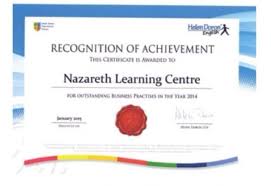 منح هيلين دورون الناصرة للسنة السابعة شهادة التفوق كافضل مركز للانجليزية بالبلاد