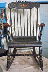 Vintage Hitchcock Style Black Paint Decorated Rocker Rocking Chair 43 Tall Rocking Chair Diy Furniture Chair