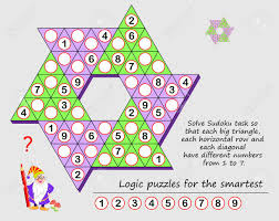 These days, you can find some ser. Logic Puzzle Game For Children And Adults Solve Sudoku Task So That Each Big Triangle Each