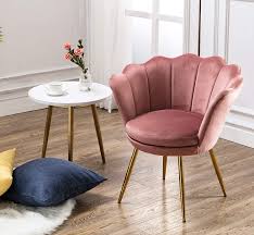 Find upholstered accent chairs in beautiful velvet, leather and linen fabrics. Wahson Velvet Accent Chair For Bedroom With Gold Plating Metal Legs Leisure Armchair For Living Room Cafe Vanity Pink Amazon Co Uk Kitchen Home