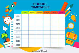 Download Colorful School Timetable Template Flat Design For Free School Timetable Timetable Template Kids Going To School