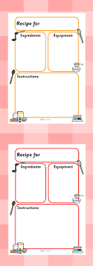 Recipe Templates Cooking Classes For Kids Cooking In The Classroom Recipe Template
