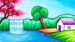 18 Contoh Gambar Pemandangan Air Terjun Referensi Menggambar
