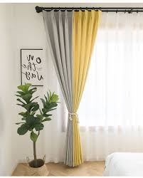 Rideau Occultant Polyester Jaune Gris Moderne Pour Chambre A Coucher Salon Idee Deco Rideaux Decoration Salon Jaune Deco Rideaux Salon