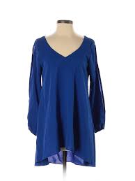 details about leo rosi women blue long sleeve blouse s