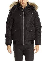 Sean John Men S Hooded Bomber Jacket With Faux Fur Trim Review Men S Coats And Jackets Winter Outfits Men Hooded Bomber Jacket