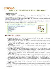 Juegos imprimibles para niños y niñas. Juego Drilo El Detective De Emociones
