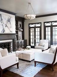 Chic Elegant Living Room With Taupe Molding Taupe Built Ins Flanking Fireplace Canvas Art Wa Elegant Living Room Home Living Room Transitional Living Rooms