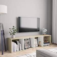 Du findest fernsehschränke in den unterschiedlichsten holzsorten: Vidaxl Bucherregal Tv Schrank Weiss Sonoma Eiche 143 30 36 Cm Gitoparts