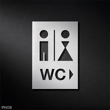 Wc schild mit pfeil nach links, toilettenschild linksweisend, wc aufkleber mit pfeil. Wc Schild Aus Edelstahl