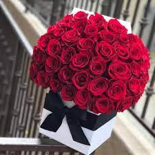 Simple White Box With 45 Red Roses By Boxed Flowers And Sweets In 2021 Red Flower Arrangements Roses Bouquet Gift Red Rose Bouquet