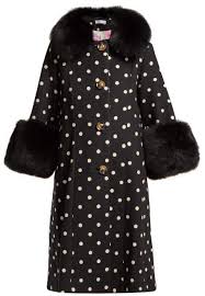 Black And White Polka Dot Fur Coat Saks Potts Yvonne Single Breasted Polka Dot Wool Coat Womens Black White Coat Wool Coat Women Fashion