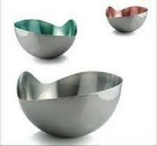 With its fluid organic shape and shiny mirror surface, this beautiful stainless steel bowl adds a strong sense of contemporary design to the table top. Stainless Steel Designer Bowl By Mis India Stainless Steel Designer Bowl Id 4595910