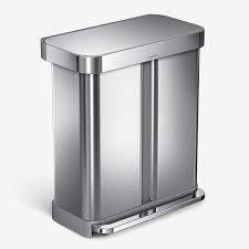12# eko dual compartment stainless steel recycle step trash can. Amazon Com Simplehuman 58 Liter Rectangular Hands Free Dual Compartment Recycling Kitchen Step Trash Can With Soft Close Lid Brushed Stainless Steel Home Kitchen