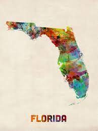 Welcome to the watercolor google satellite map! Florida Watercolor Map Digital Art By Michael Tompsett