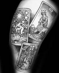 In the above image, the sun and moon pair are drawn to look like tarot card art. 60 Tarot Tattoo Designs For Men Playing Card Ink Ideas
