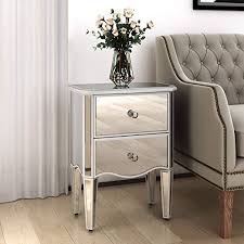Mirrored End Table With 2 Drawers Night Stand Bedside Table Side Table For Bedroom Hallway Living Room Entryway In 2020 Mirrored End Table End Tables Bedside Table