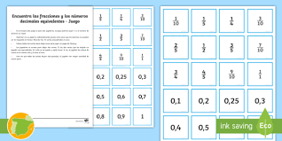Start studying fracciones y decimales. Juego Fracciones Y Numeros Decimales Equivalentes