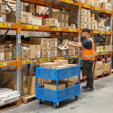 🛒 Move more with less effort. The 2 Tier Steel Double Basket Trolley is built for busy warehouses, workshops and retail environments, making it easy to transport stock, tools and supplies in