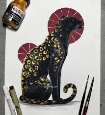 Animals Mixture Of Drawings And Paintings Panther Art Art Black Panther Art