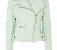 Karen Millen Pastel Leather Biker Jacket In Blue Green Leather Jackets Karen Millen Clothes