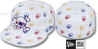 New Era S K A R Skulls White Multi Fitted Hat Fitted Hats New Era New Era Logo