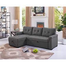 We did not find results for: Bowery Hill Steel Gray Linen Reversible Sectional Sleeper Sofa With Storage For Small Space Walmart Com Walmart Com
