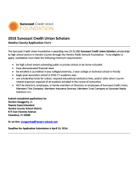 Suncoast paid attention to details. Fillable Online Hendry Schools 2016 Suncoast Credit Union Scholars Bhendryb Bschoolsbborgb Hendry Schools Fax Email Print Pdffiller