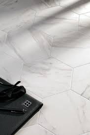 Hexagon Cararra Marble Look Porcelain Floor Tiles Hex Tiles Make Great Feature Walls As Well Kitchen Floor Tile Modern Kitchen Flooring Porcelain Flooring